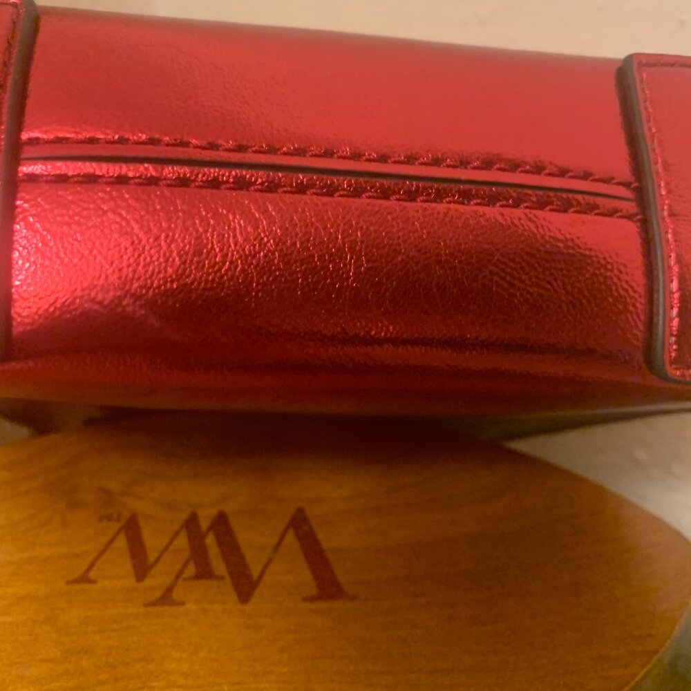 NEW MICHAEL KORS MERCER XS MINI CROSSBODY PHONE MK BAG METALLIC RED CRIMSON - Picture 14 of 16